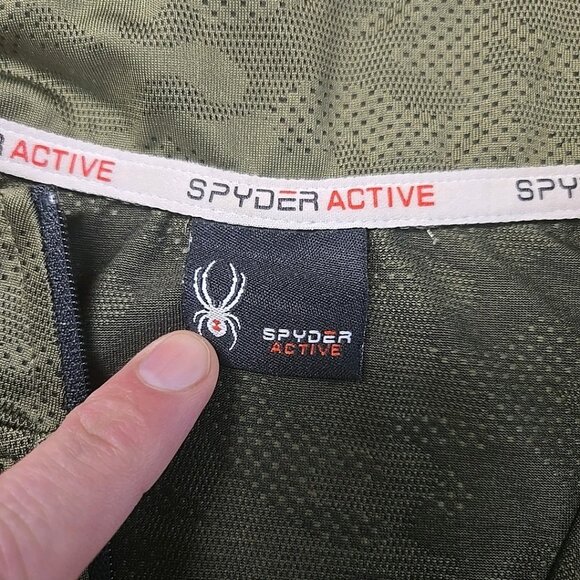 Spyder Active Pro WEB 1/4 Zip Mens Approximate Medium Green Camo Mesh - Picture 8 of 9